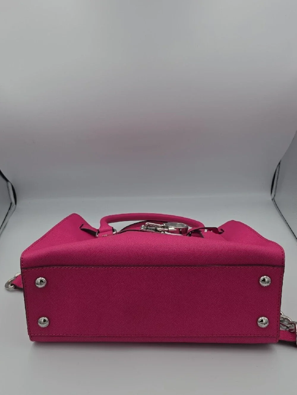 Michael Kors Barbie Pink Saffiano Leather Med Satchel Hamilton W Silver (NWOT)💓
